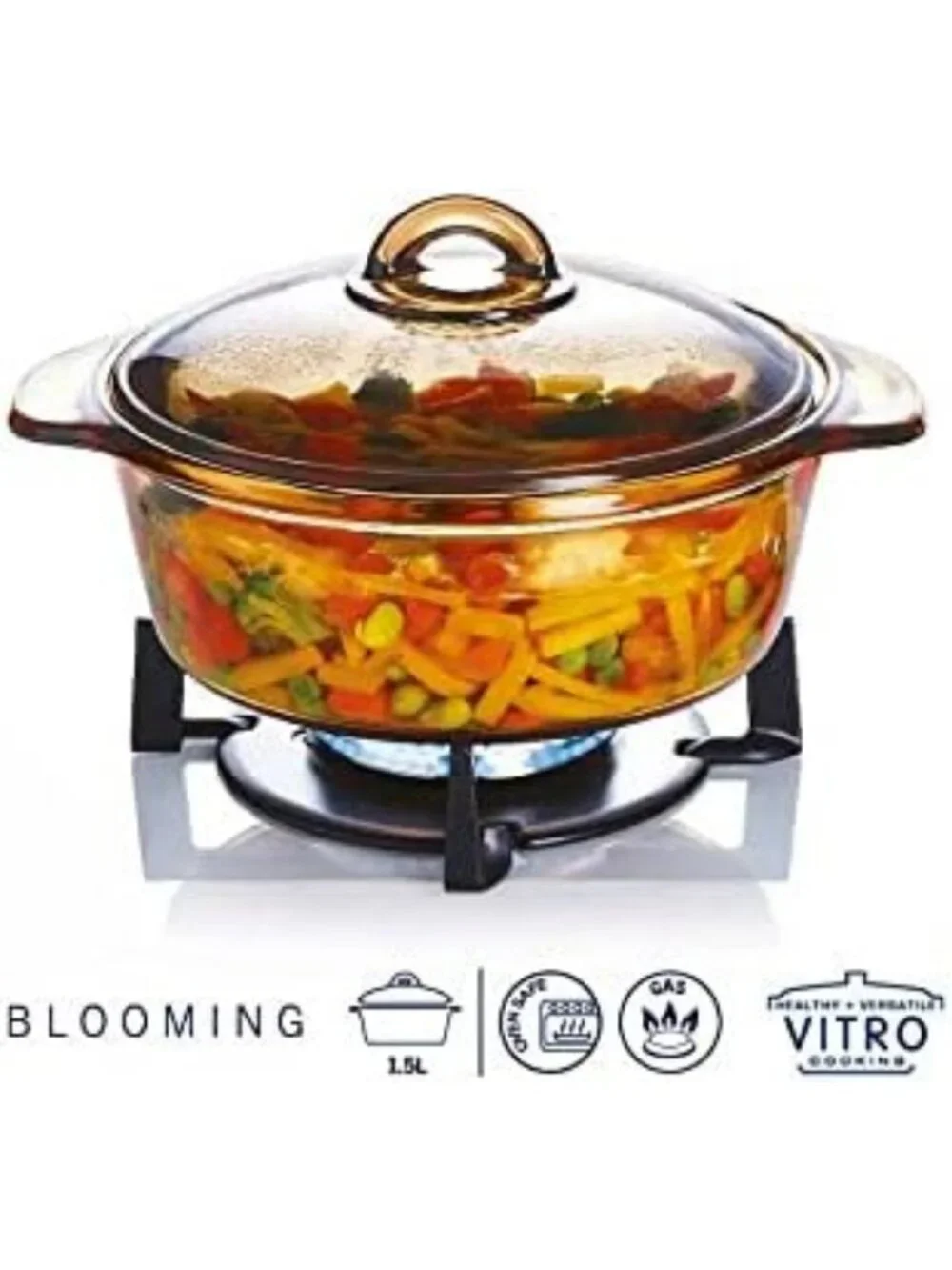 Blooming Glass Casserole Dish 1.5L - Elegant Kitchen Cookware for Baking